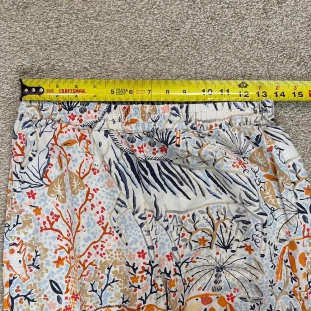 Vikki Chu for Anthropologie Animal Print Pajama Pants Small Safari‎ Ruffle Hem